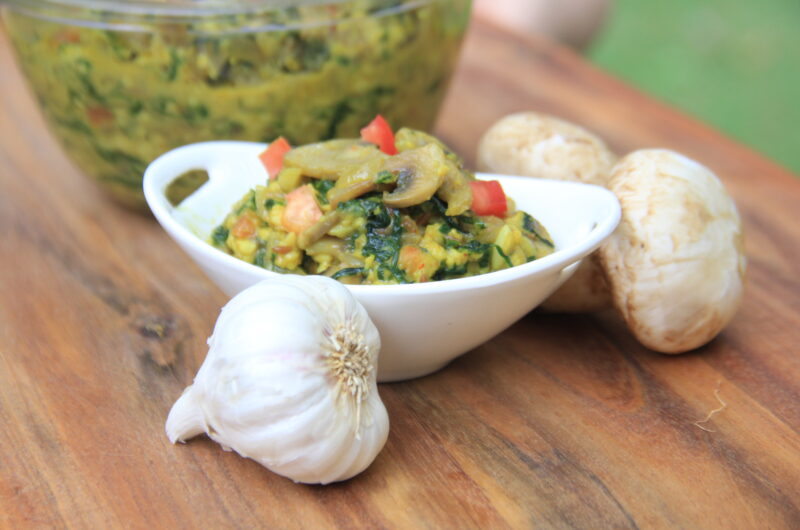 Mushroom and spinach malai curry