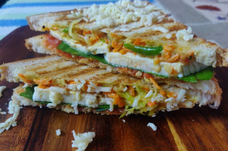 Cabbage and paneer sandwich