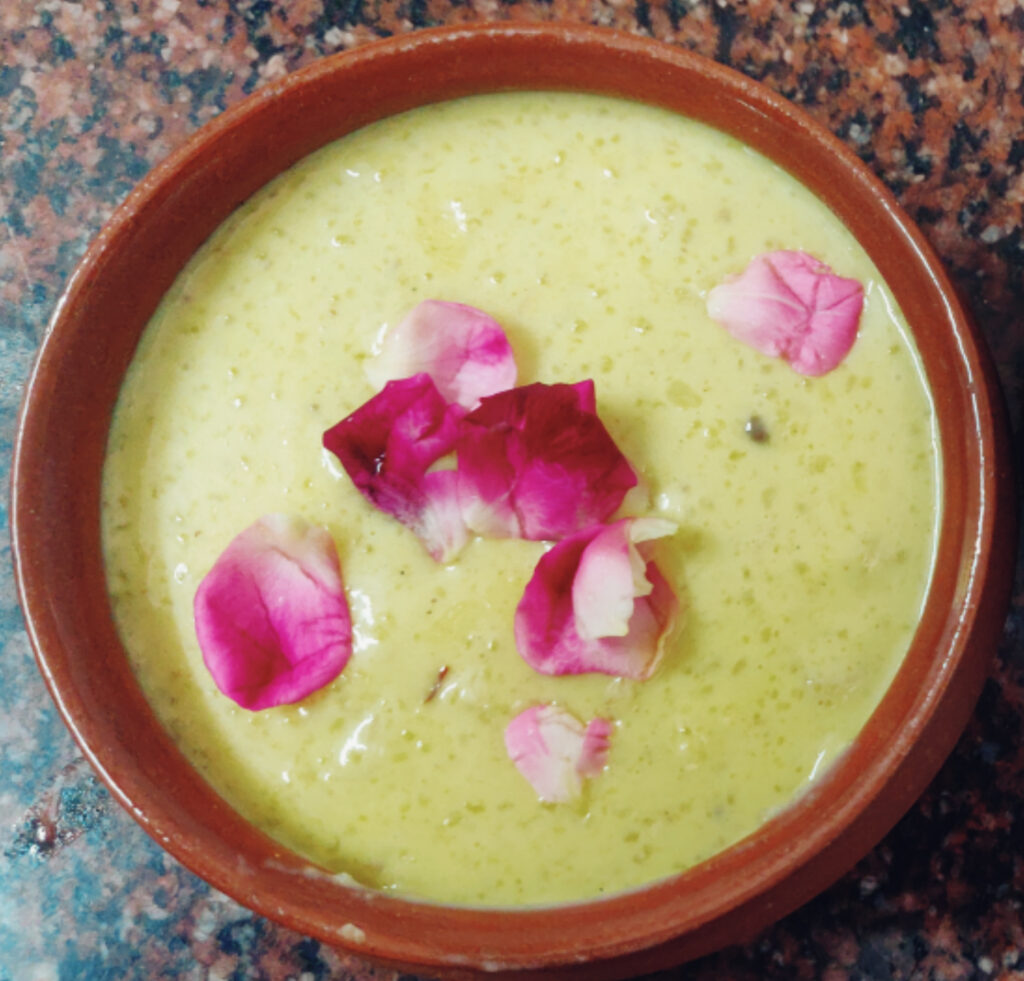 Phirni: Rice phirni is a traditional Indian sweet. Phirni is Mughlai sweet and very tastefully preferred by Indians. It can be served as parsadam. 